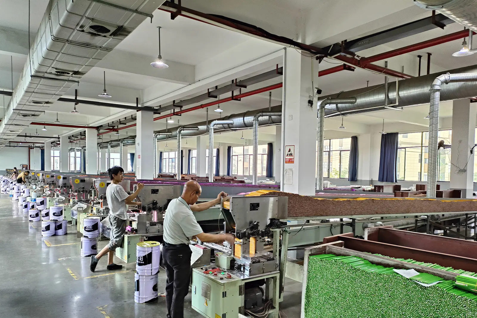 Pencil production line in operation