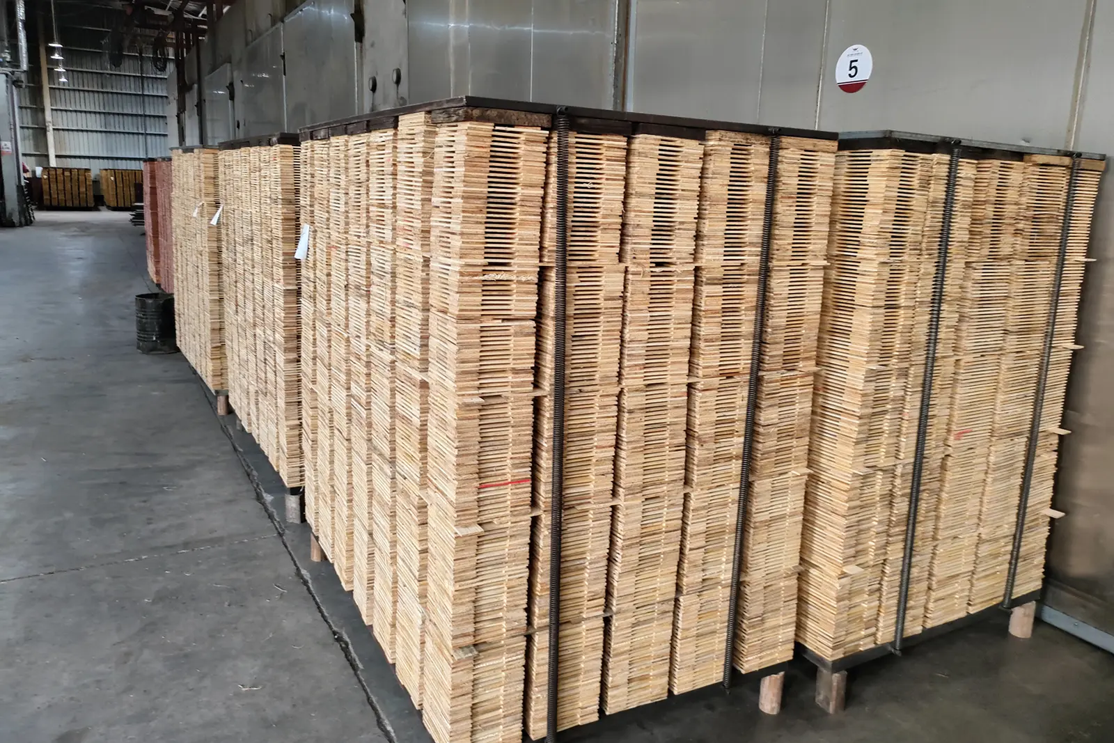 Basswood slats and raw materials storage
