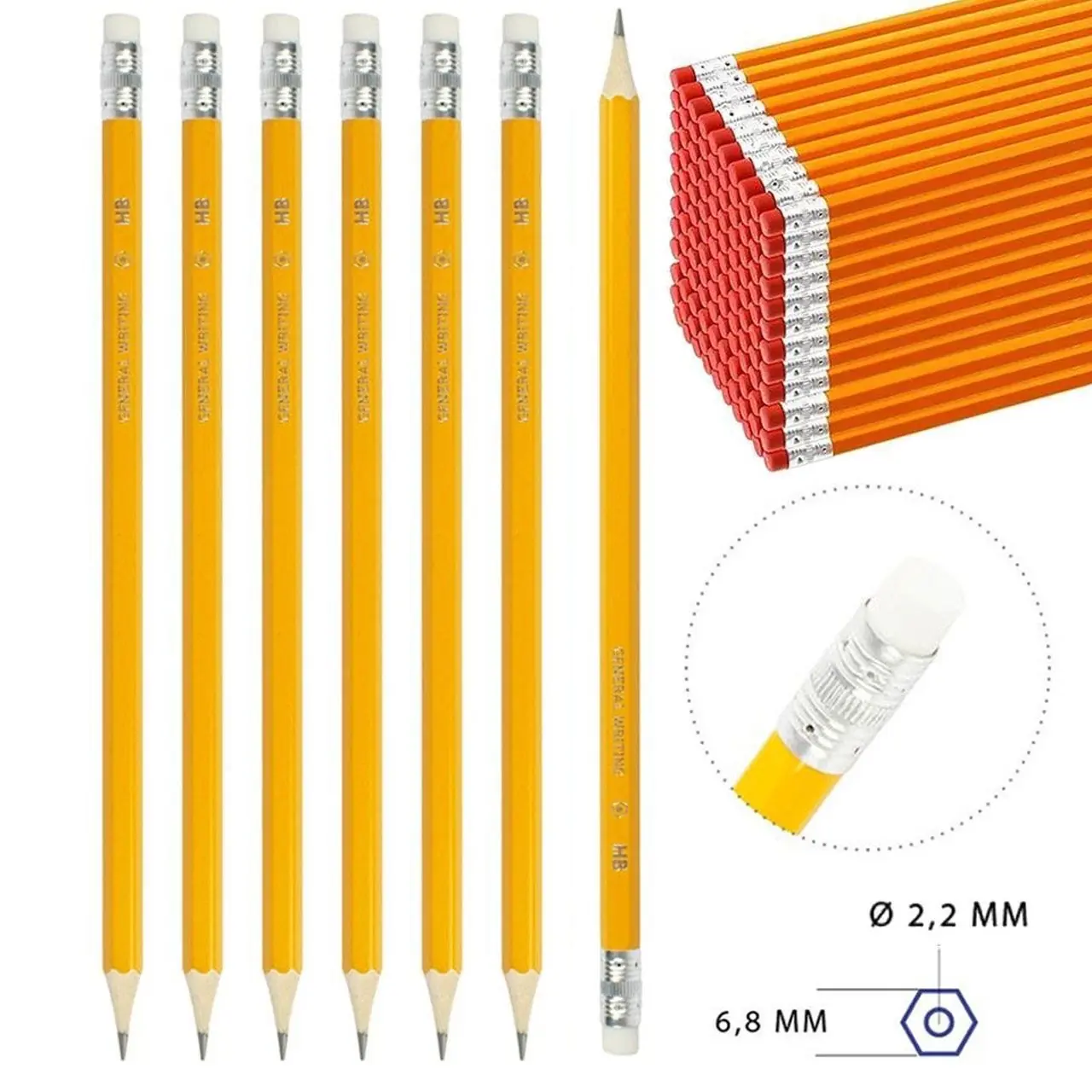 HB Yellow Stripe Hexagonal Pencil